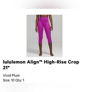 Lululemon Align cropped leggings. Size 10.